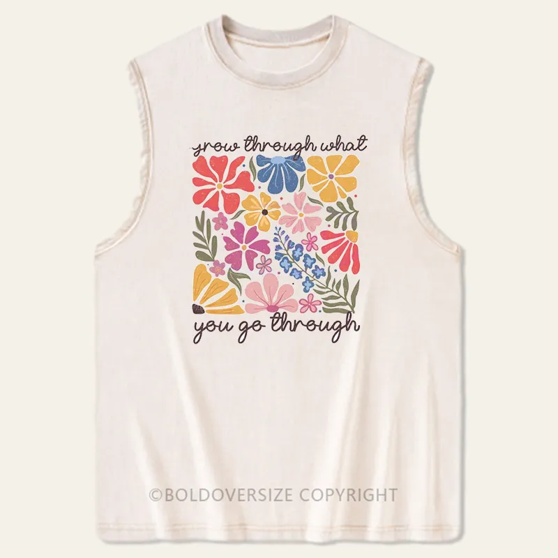 Vintage Boho Wildflower Grow Through What You Go Through Washed Tank