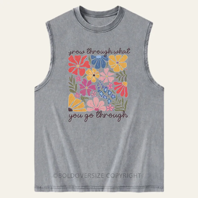 Vintage Boho Wildflower Grow Through What You Go Through Washed Tank