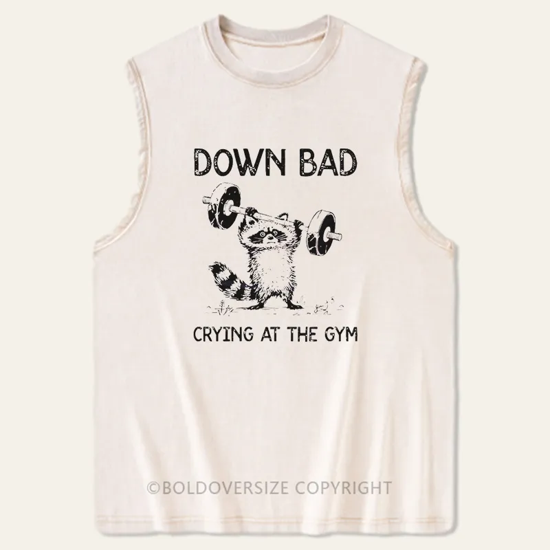 Vintage Down Bad Crying At The Gym Washed Tank