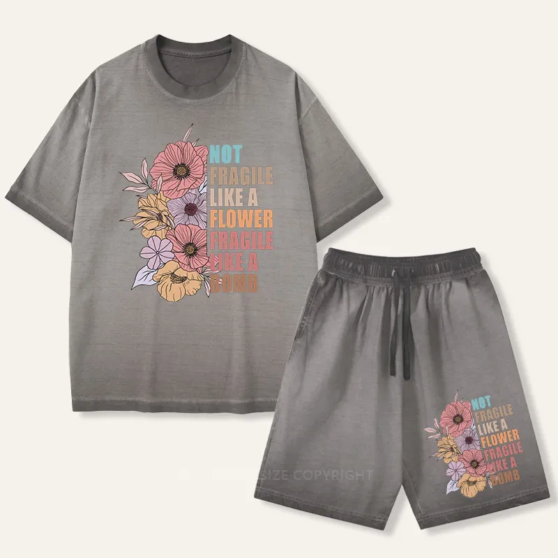 Vintage Not Fragile Like A Flower Fragile Like A Bomb  Gradient Washed Suit