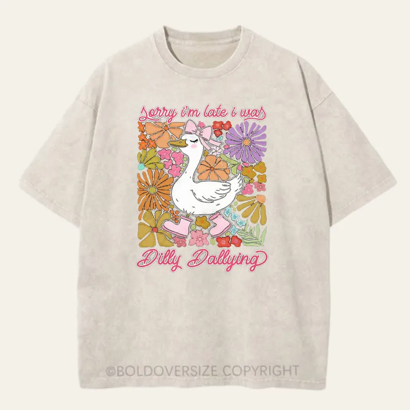 Vintage Orry I'M Late I Was Dilly Dallying Goose Washed T-Shirt