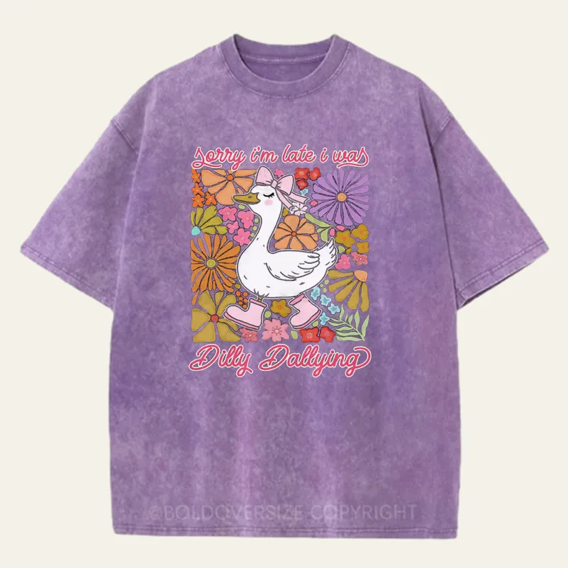 Vintage Orry I'M Late I Was Dilly Dallying Goose Washed T-Shirt