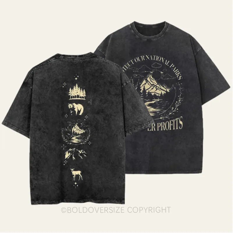 Vintage Subtle Resist 2 Side Patten Novel Washed T-Shirt