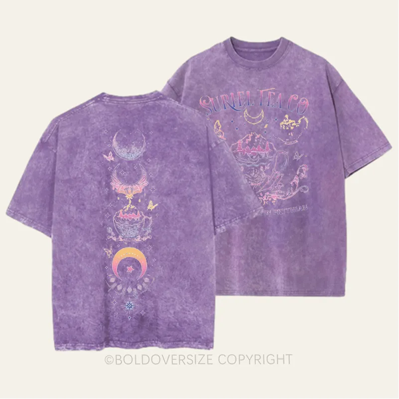 Vintage Suriel Tea Co 2 Side Patten Novel Washed T-Shirt