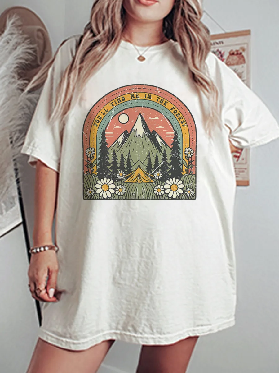 Vintage Youll Find Me In The Forest Oversize Graphic Tee
