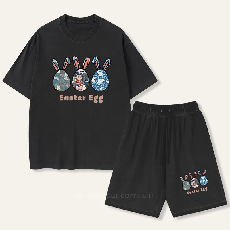 Vintage Cute Easter Egg Gradient Washed Suit