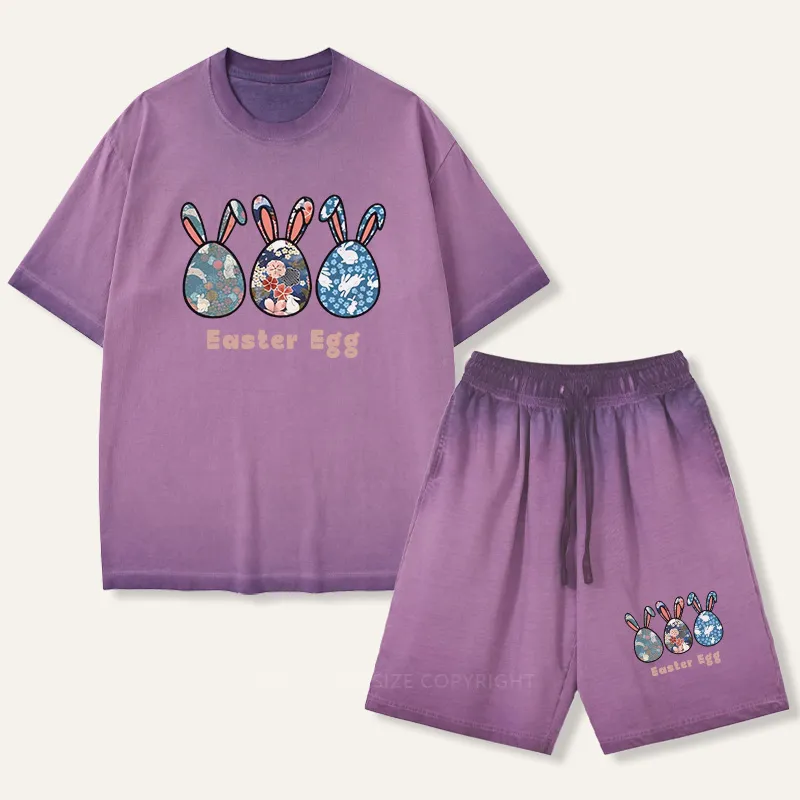 Vintage Cute Easter Egg Gradient Washed Suit