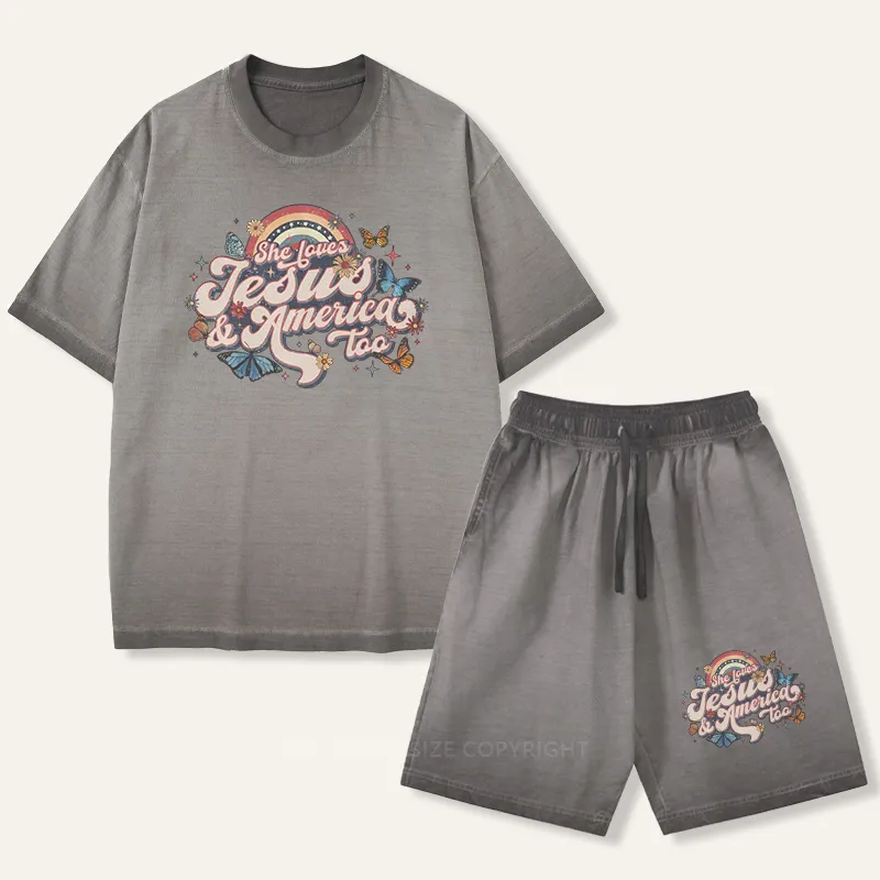 Vintage She Loves Jesus Gradient Washed Suit