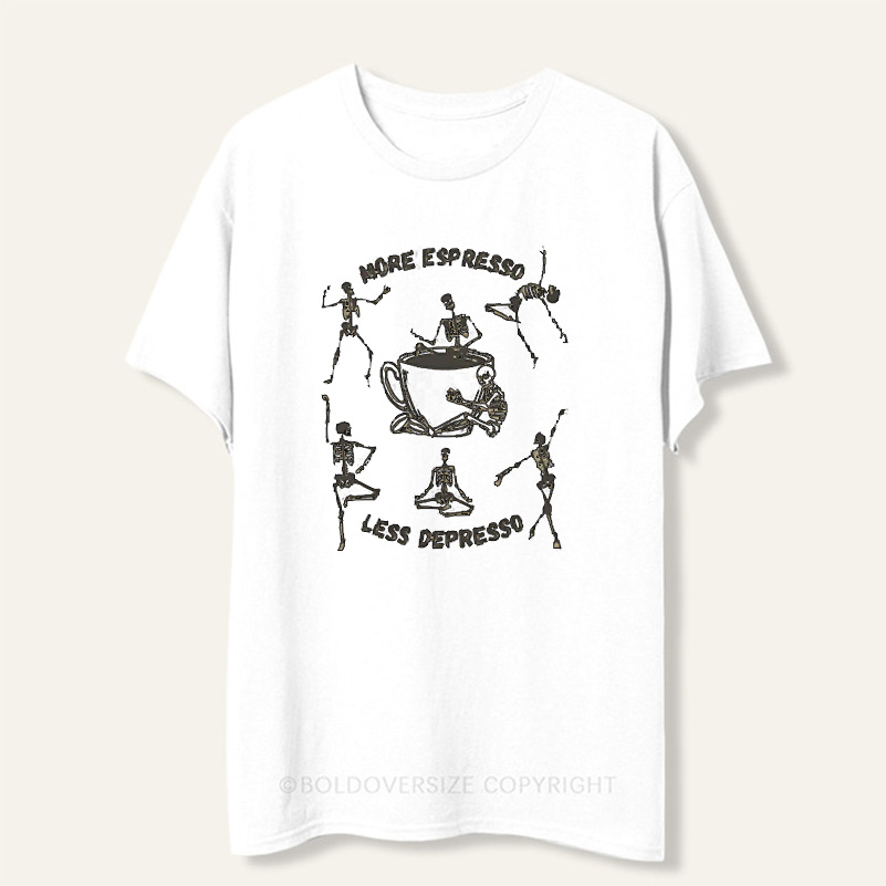 Vintage More Espresso, Less Depresso Skeleton Tee