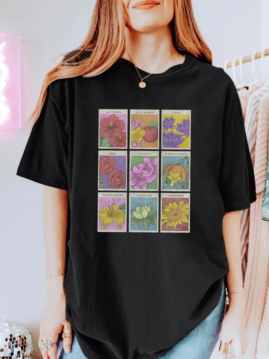 Vintage Princess Flower Seeds Oversize Graphic Tee