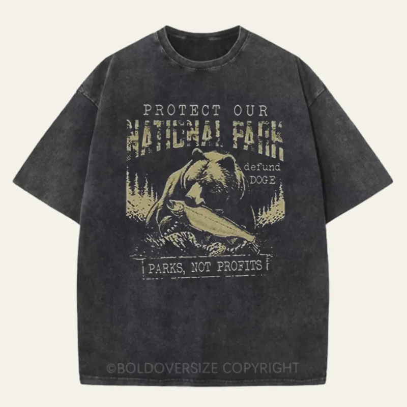 Vintage Protect Our National Park Bear Washed T-Shirt