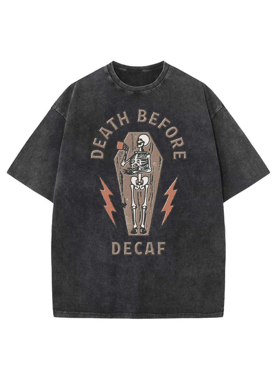Vintage Death Before Decaf Coffee Washed T-Shirt