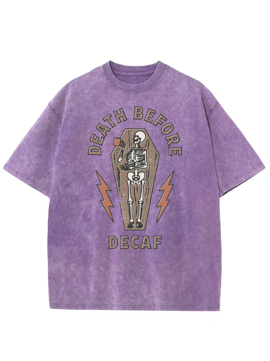 Vintage Death Before Decaf Coffee Washed T-Shirt