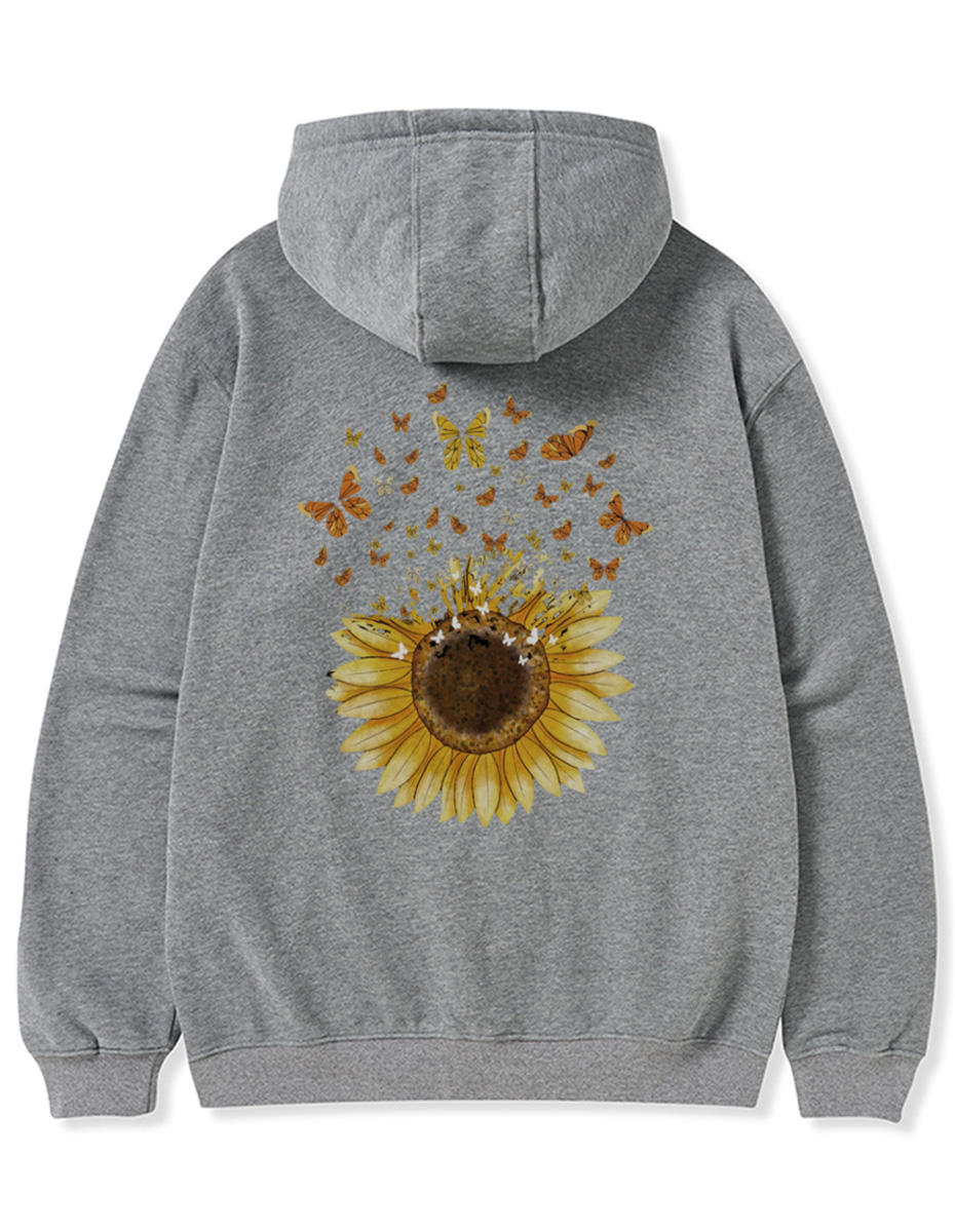 Vintage Sunflower Butterfly Zip Hoodie