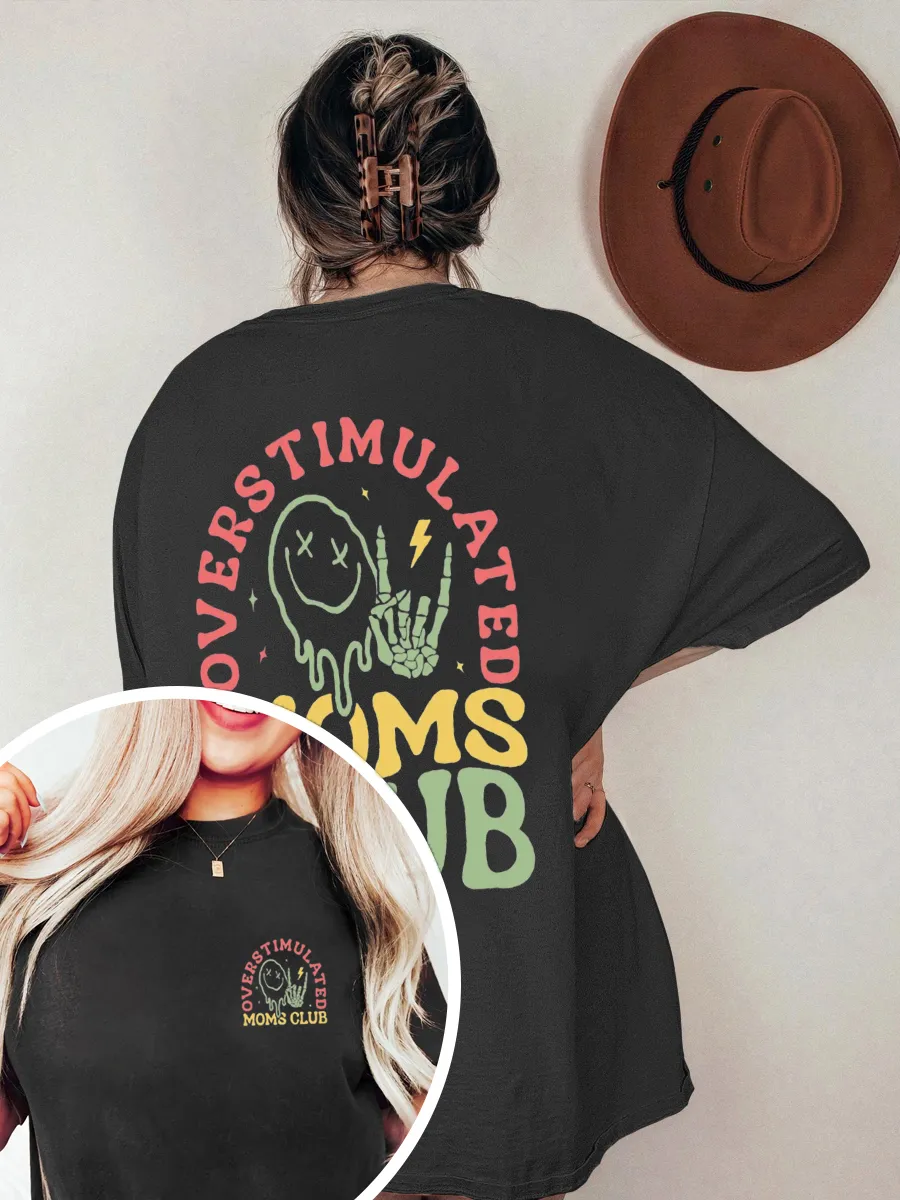 Vintage Overstimulated Moms Oversize Graphic Tee