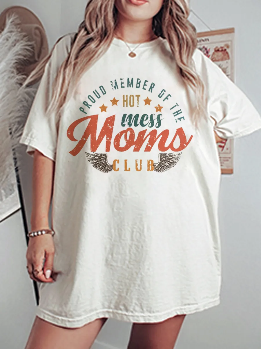 Vintage Hot Mess Moms Club Oversize Graphic Tee