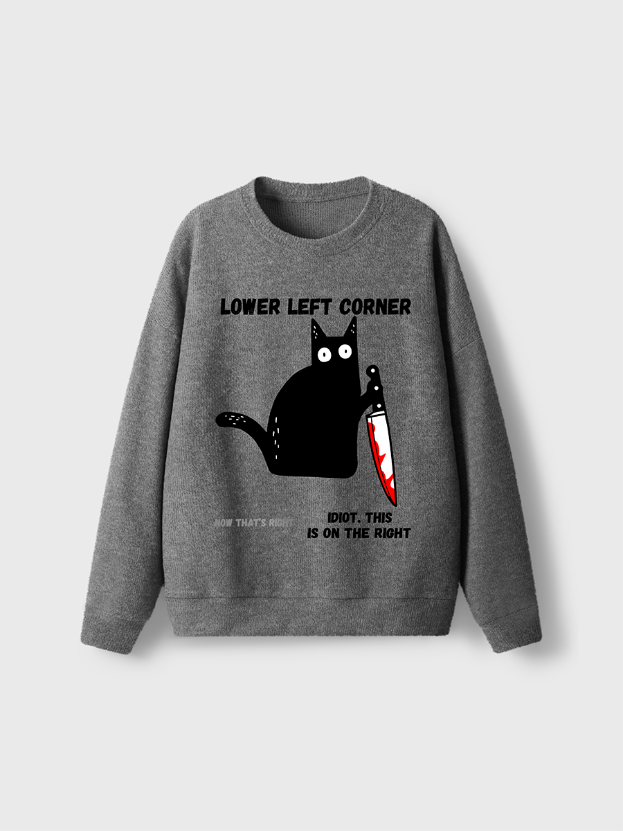Vintage Now That'S Right Black Cat With Knife Fuzzy Sweater
