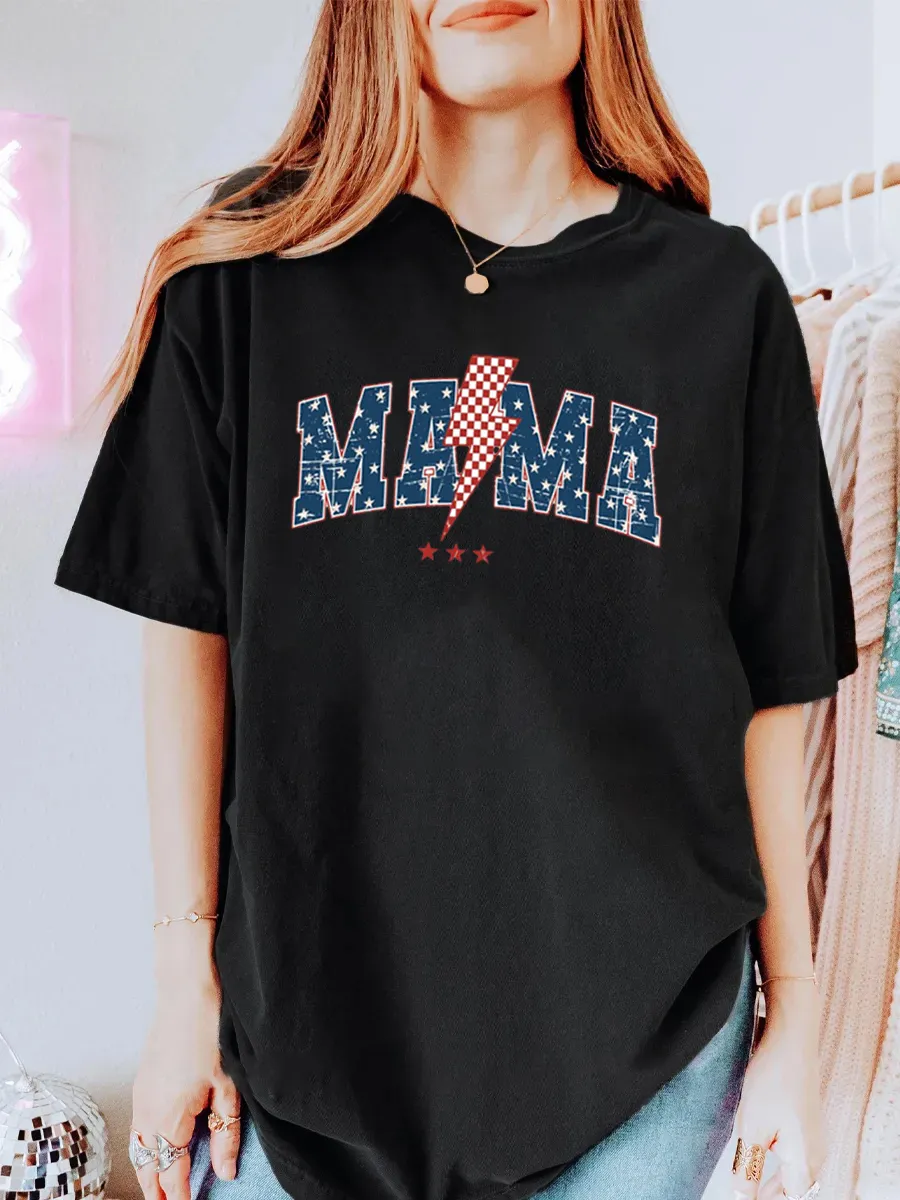 Vintage Mom 4Th July Oversize Graphic Tee
