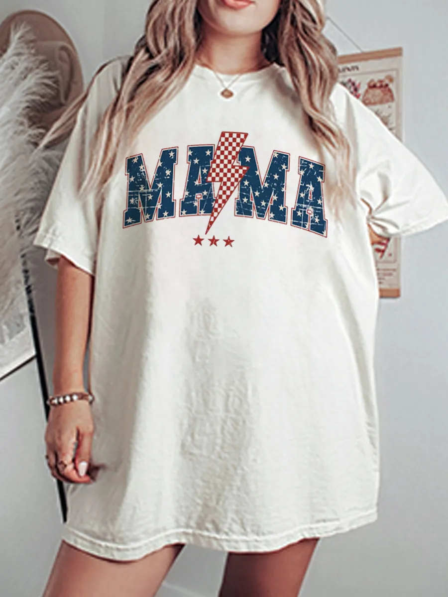 Vintage Mom 4Th July Oversize Graphic Tee