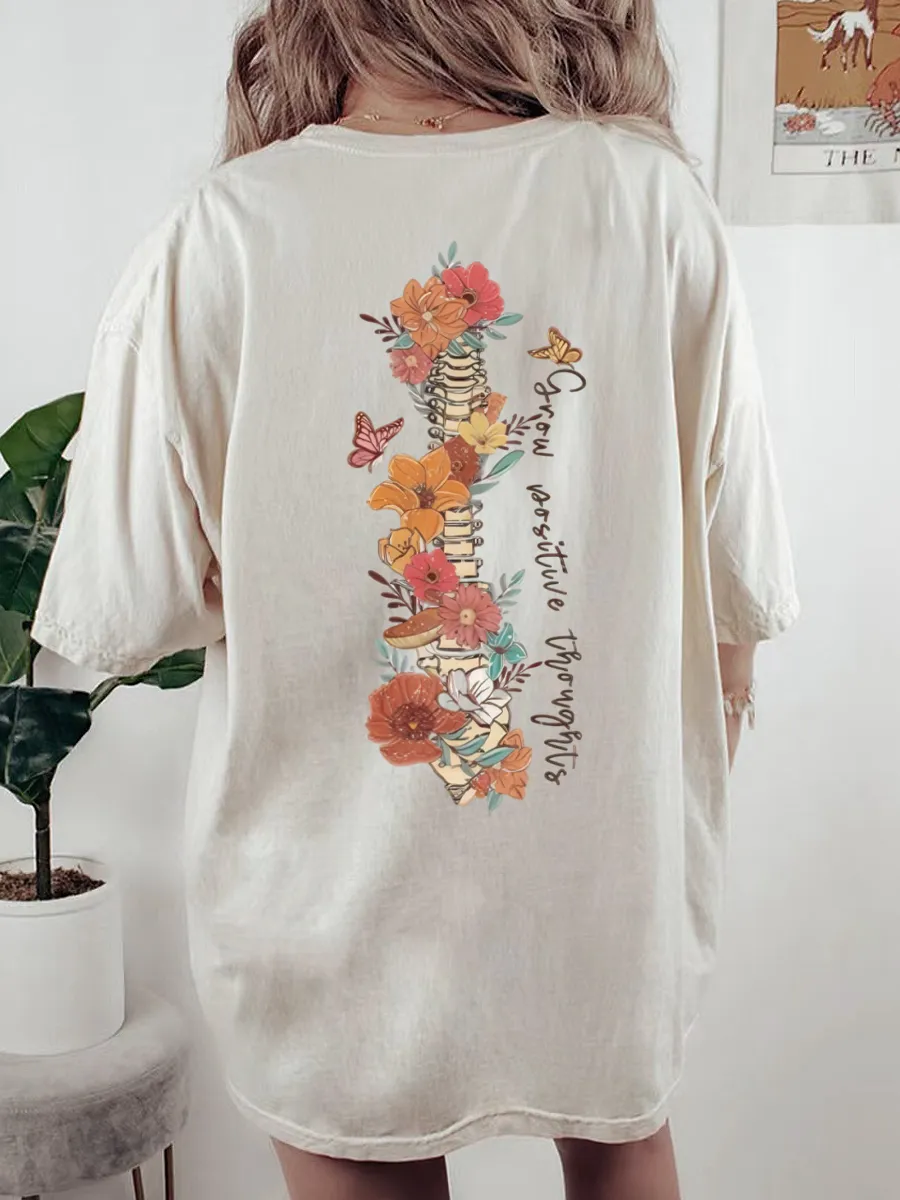 Vintage Positive Thoughts Oversize Graphic Tee