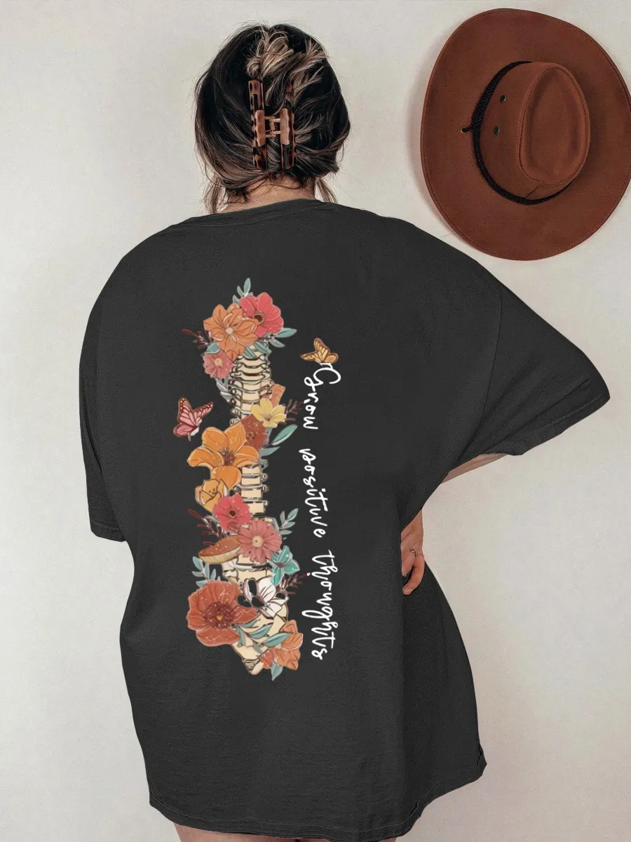 Vintage Positive Thoughts Oversize Graphic Tee