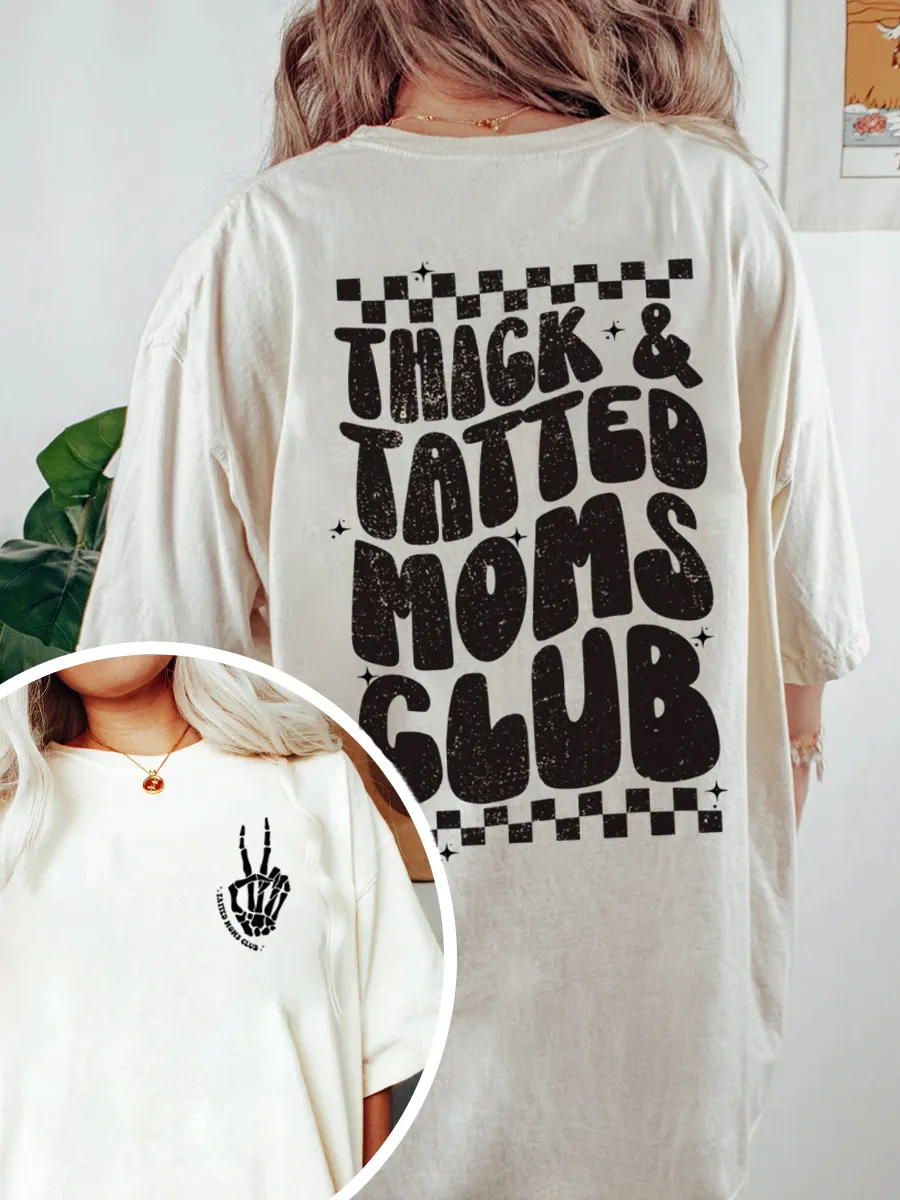 Vintage Thick And Tatted Moms Club Oversize Graphic Tee