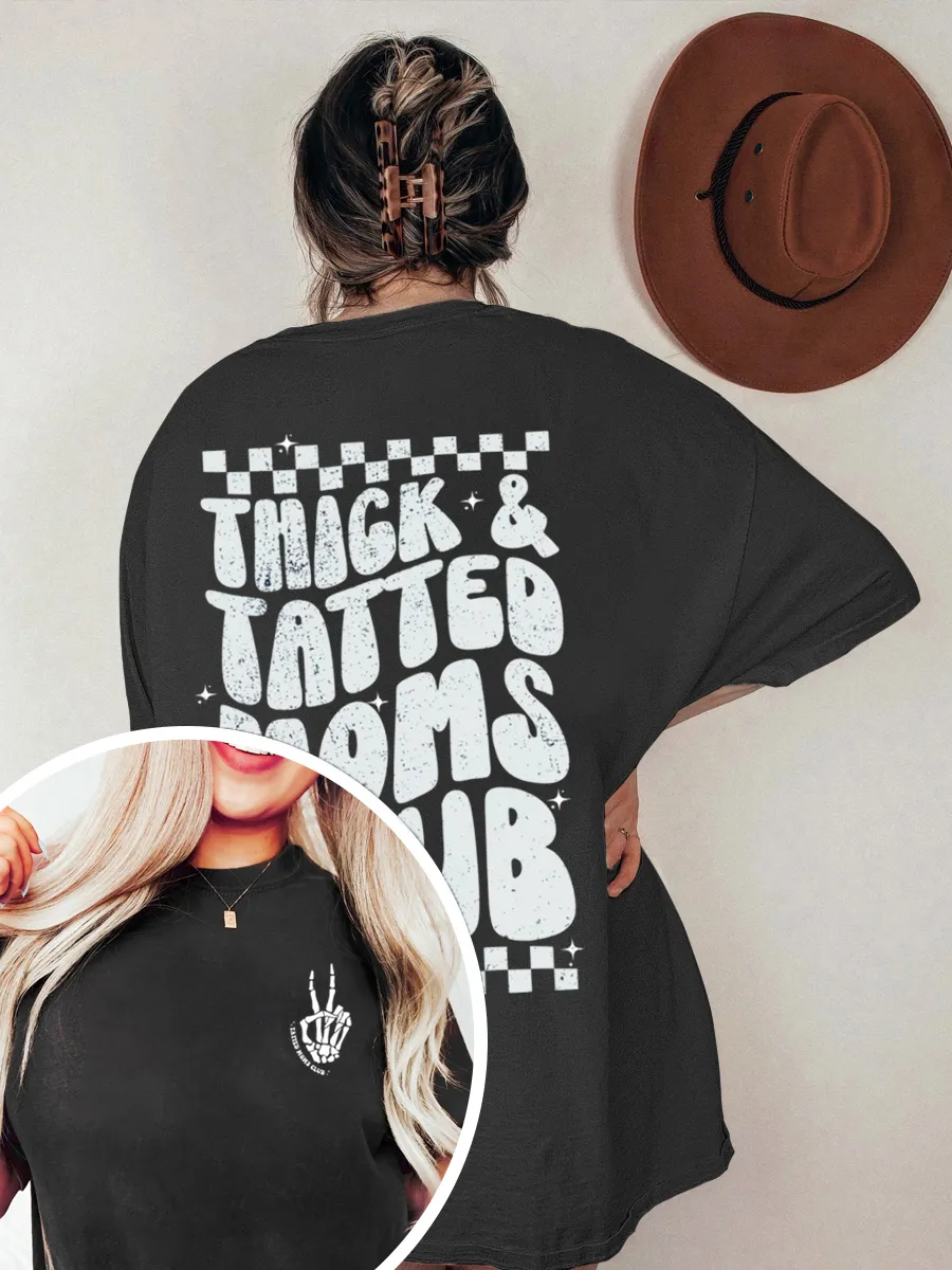 Vintage Thick And Tatted Moms Club Oversize Graphic Tee