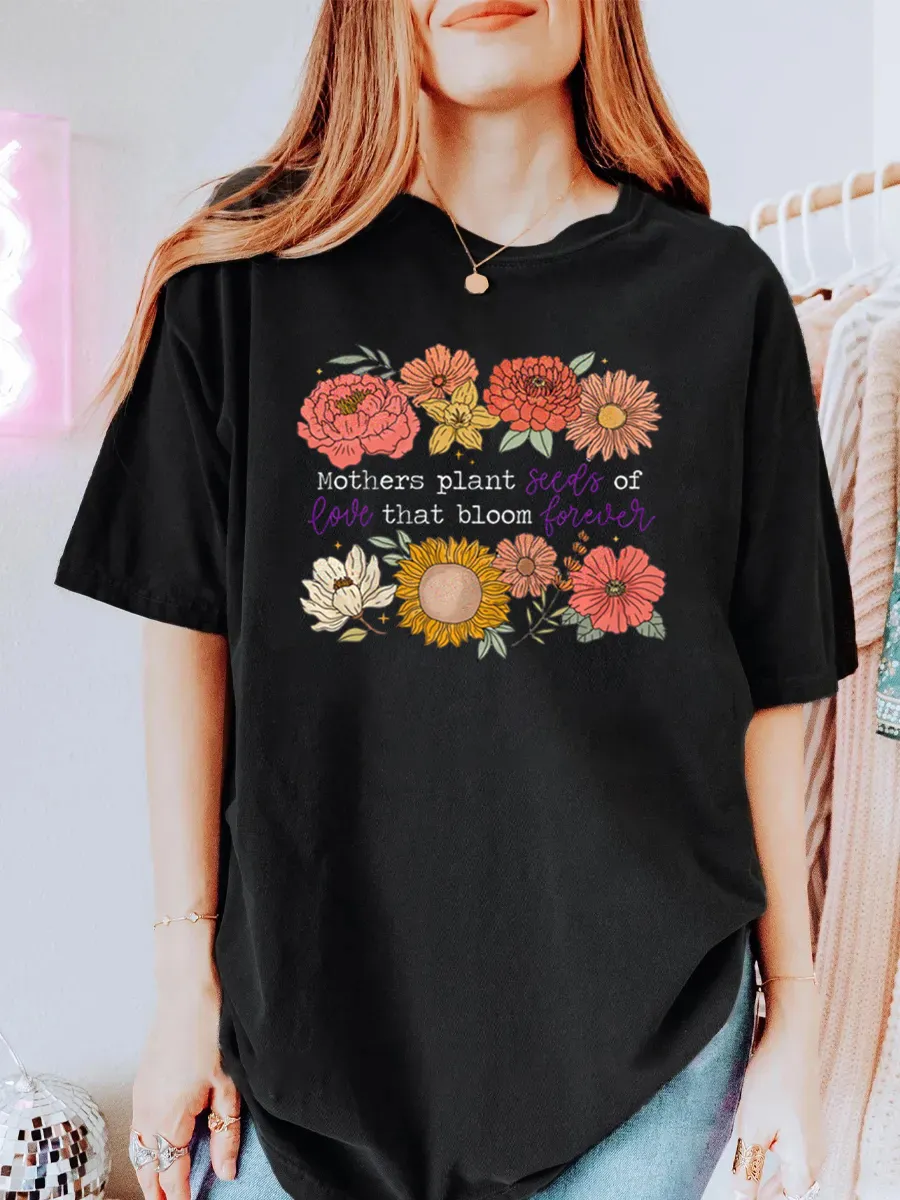 Vintage  Floral Mama Quote Oversize Graphic Tee