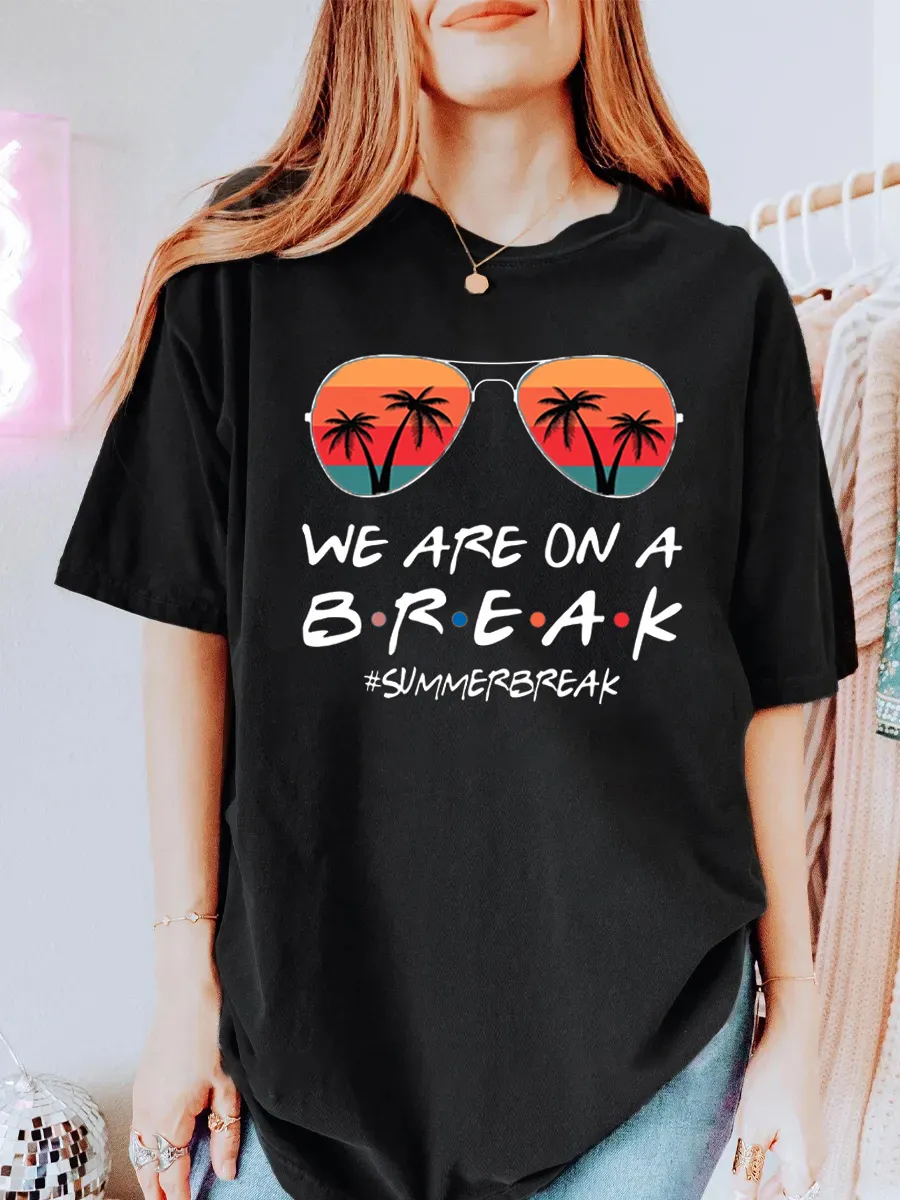 Vintage We Are On A Break Oversize Graphic Tee