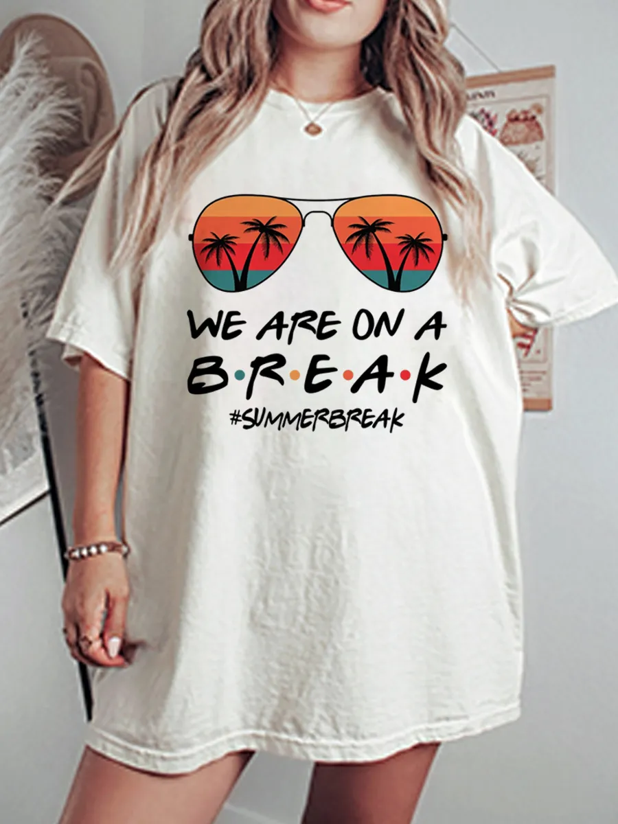 Vintage We Are On A Break Oversize Graphic Tee