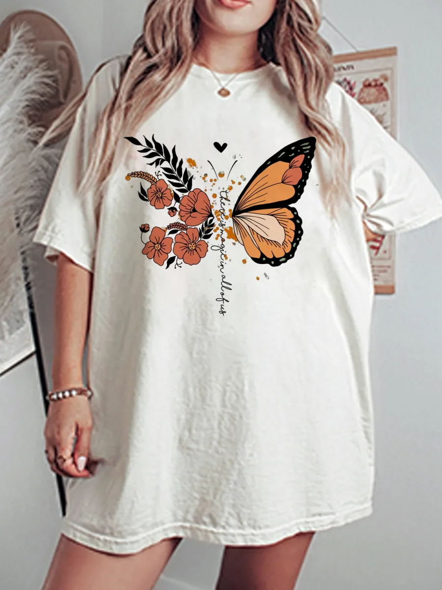 Vintage Believe In Yourself Oversize Graphic Tee