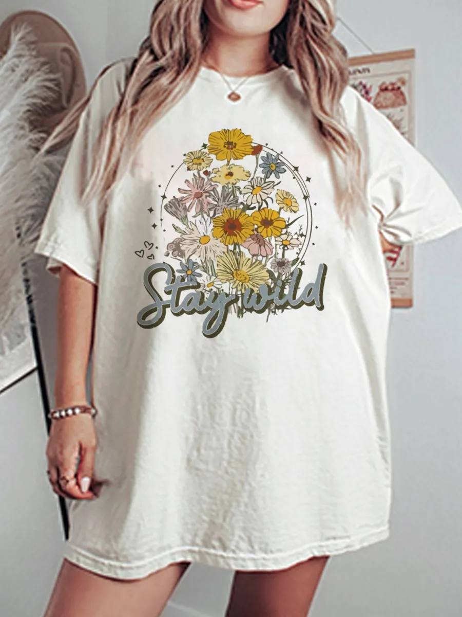Vintage Stay Wild Oversize Graphic Tee