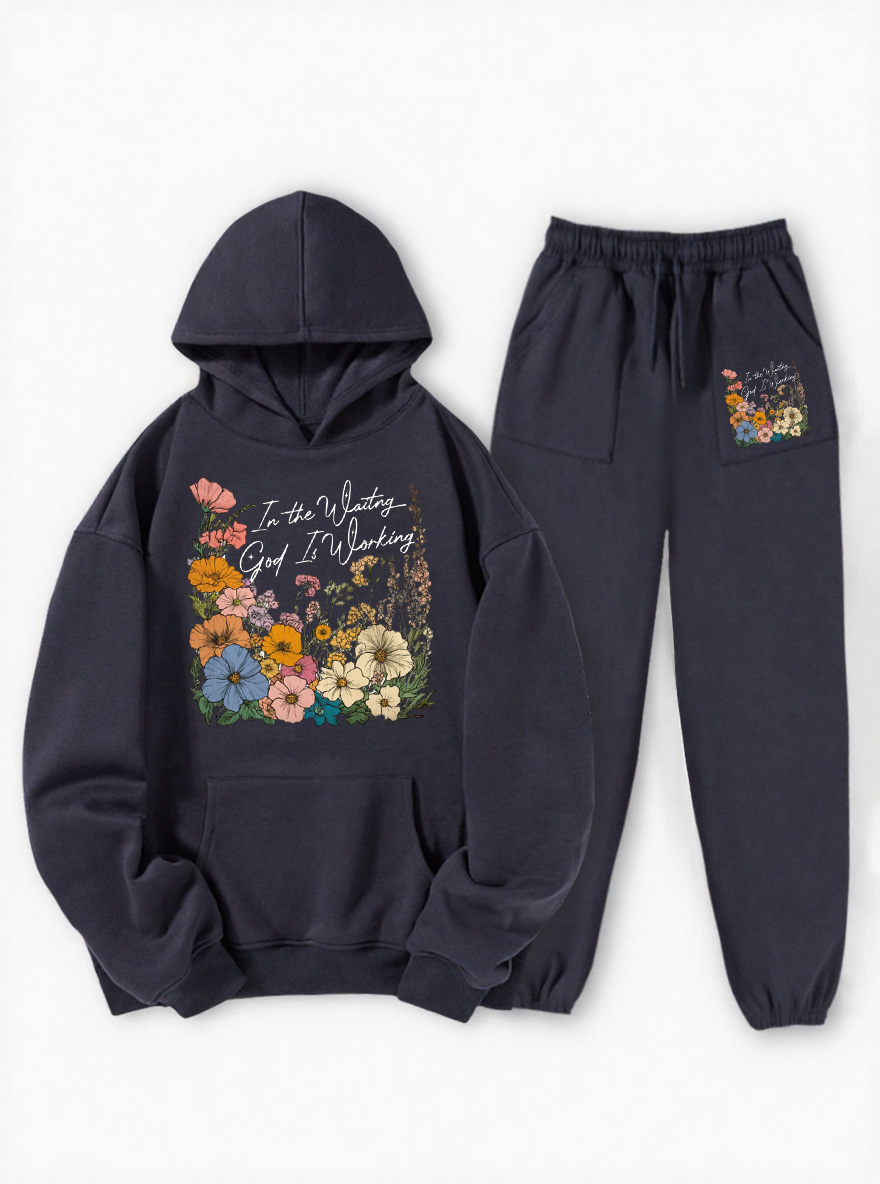 Vintage In The Waiting God Is Working Fleece Hoodie Suit