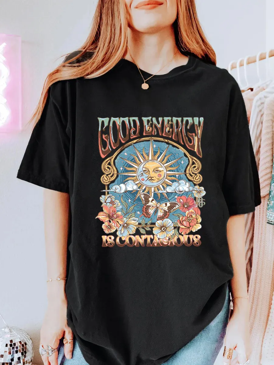 Vintage Good Energy Oversize Graphic Tee