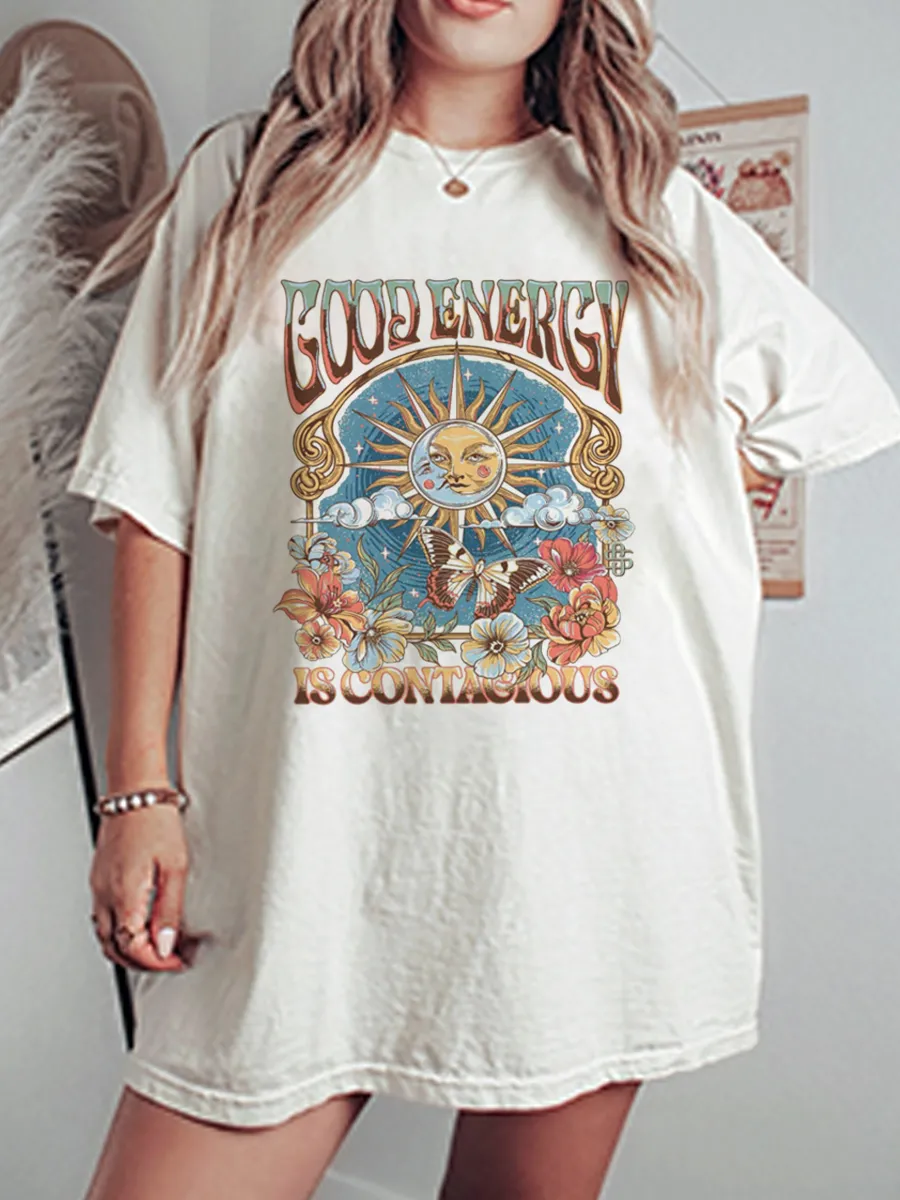 Vintage Good Energy Oversize Graphic Tee