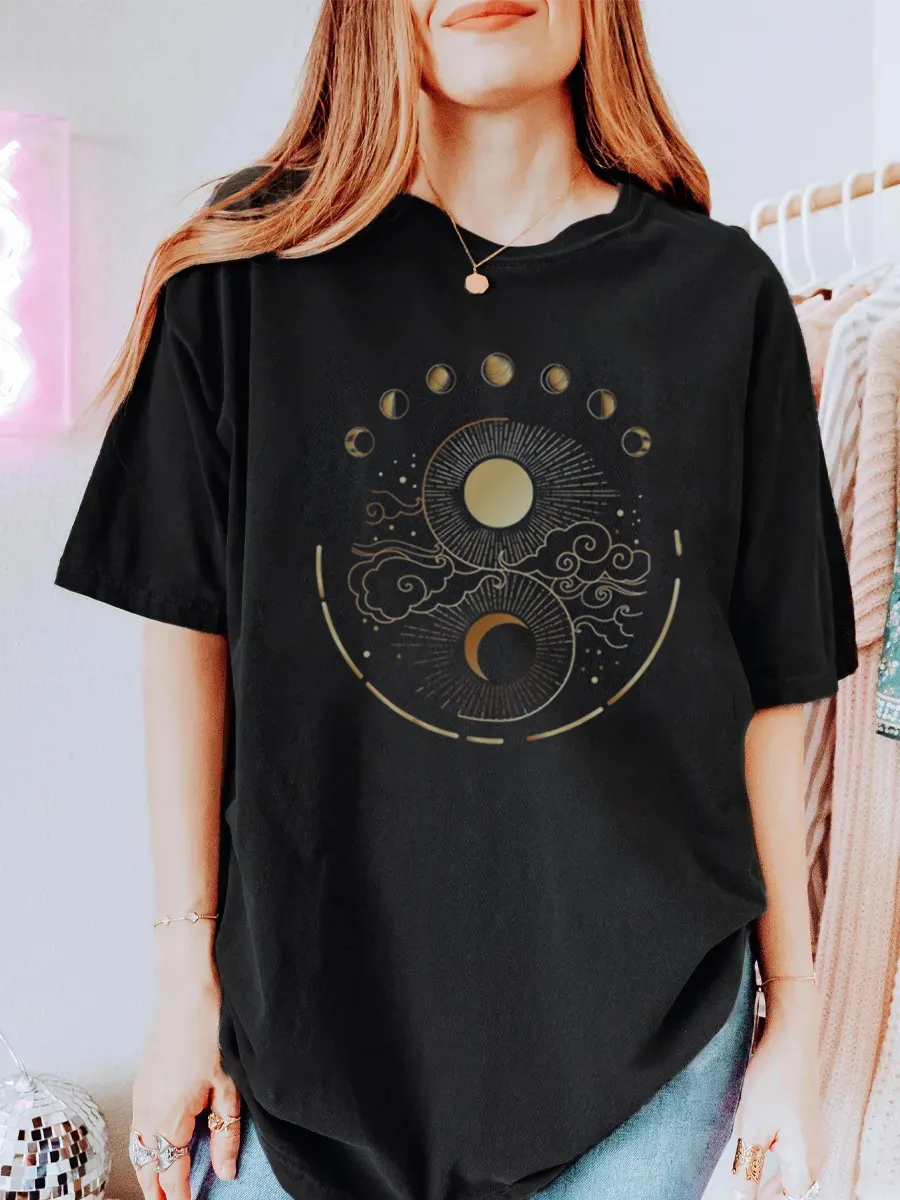 Vintage Boho Moon Oversize Graphic Tee