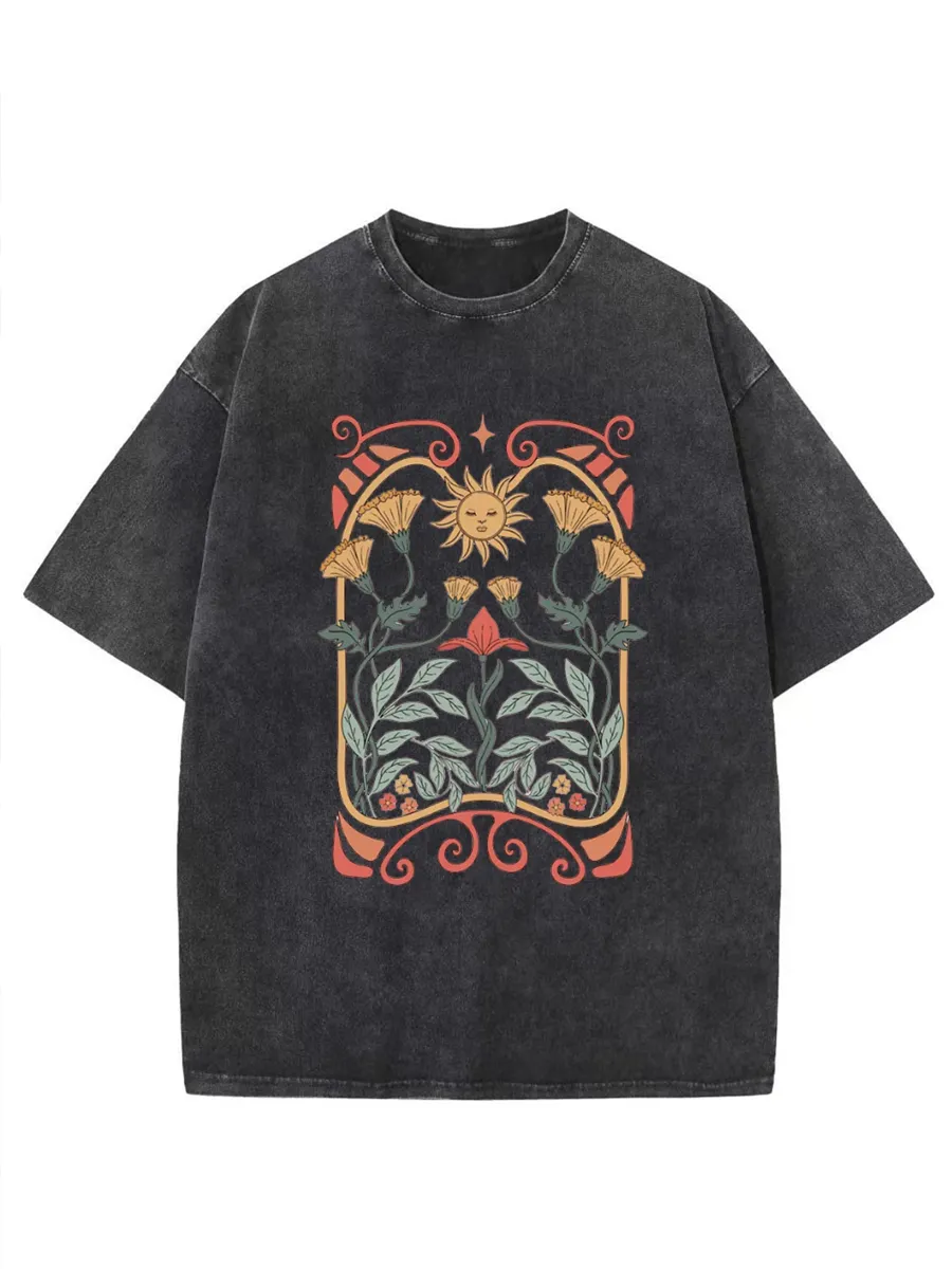Vintage Boho Floral Washed T-Shirt