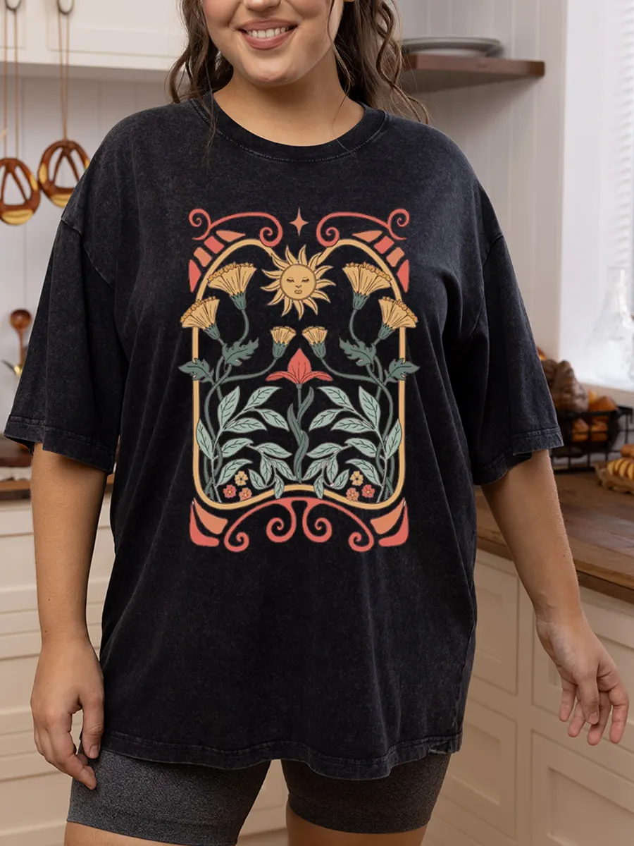 Vintage Boho Floral Washed T-Shirt