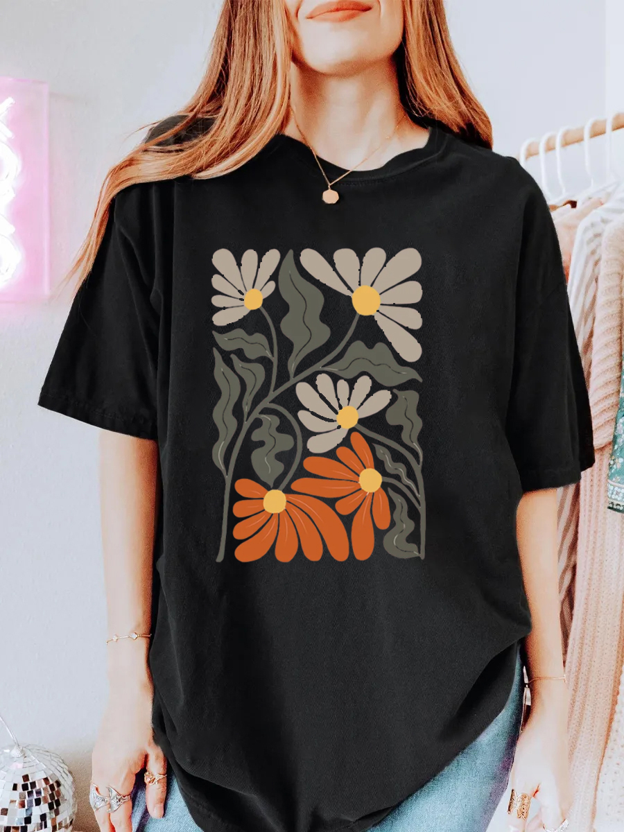 Vintage Boho Wildflowers Oversize Graphic Tee