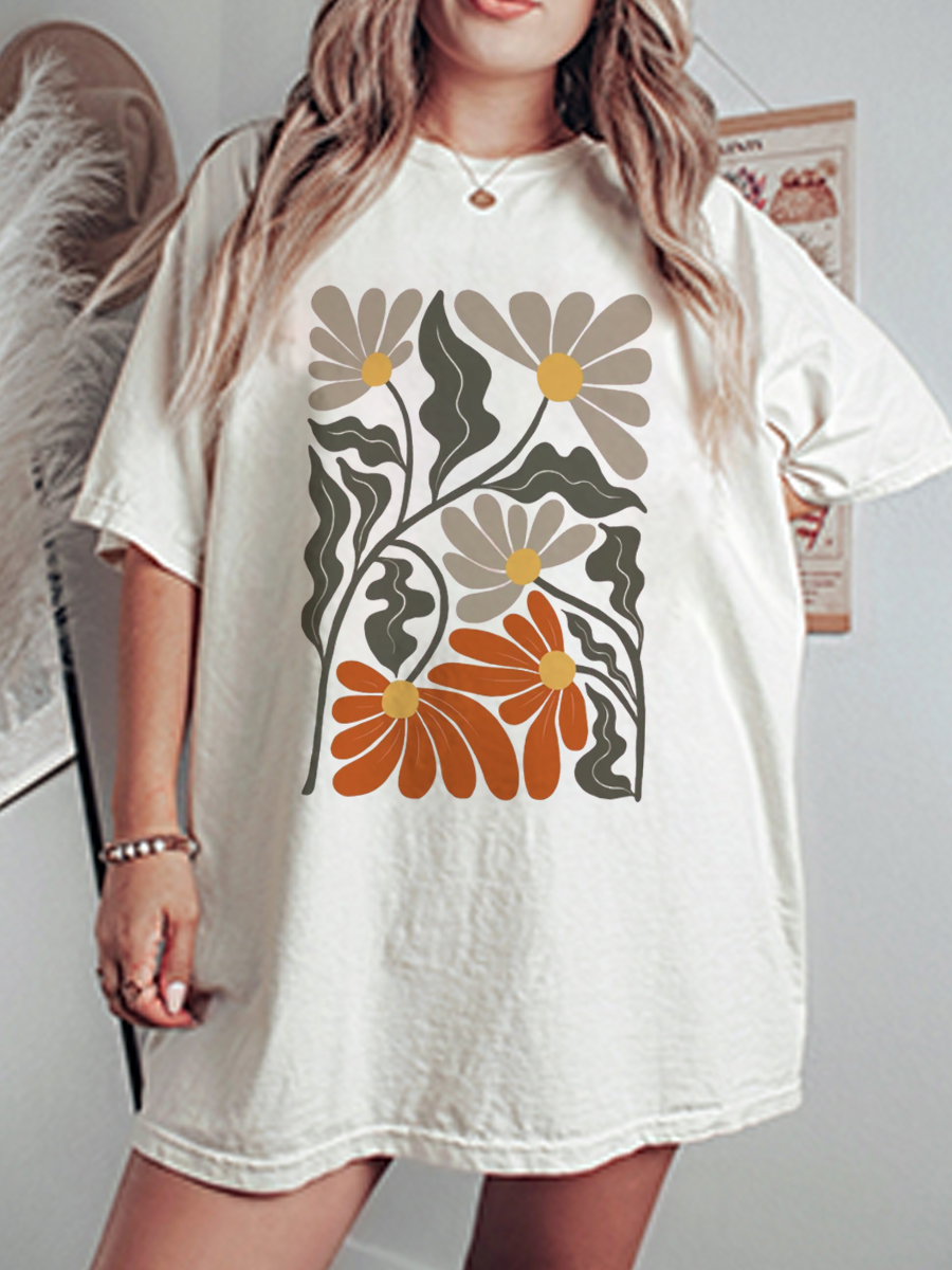 Vintage Boho Wildflowers Oversize Graphic Tee