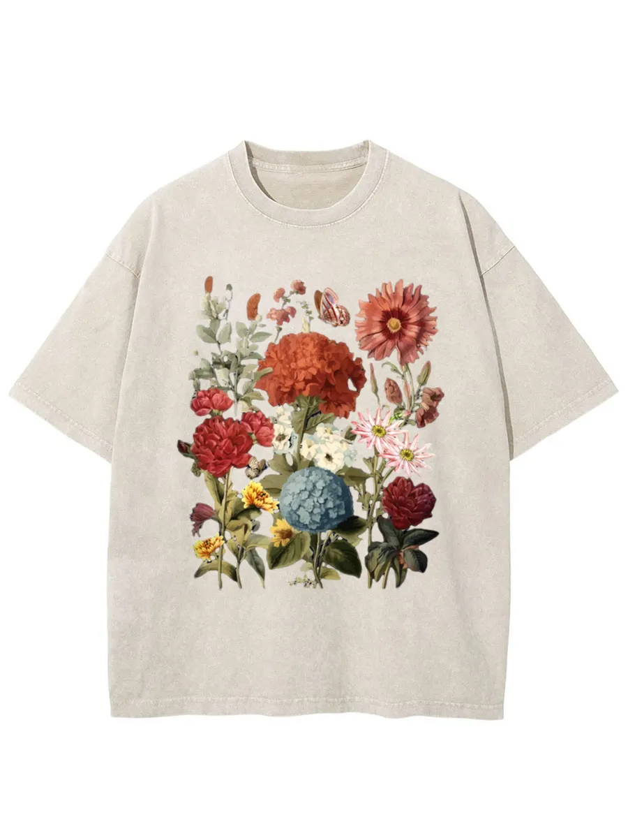 Vintage Pressed Flowers Washed T-Shirt