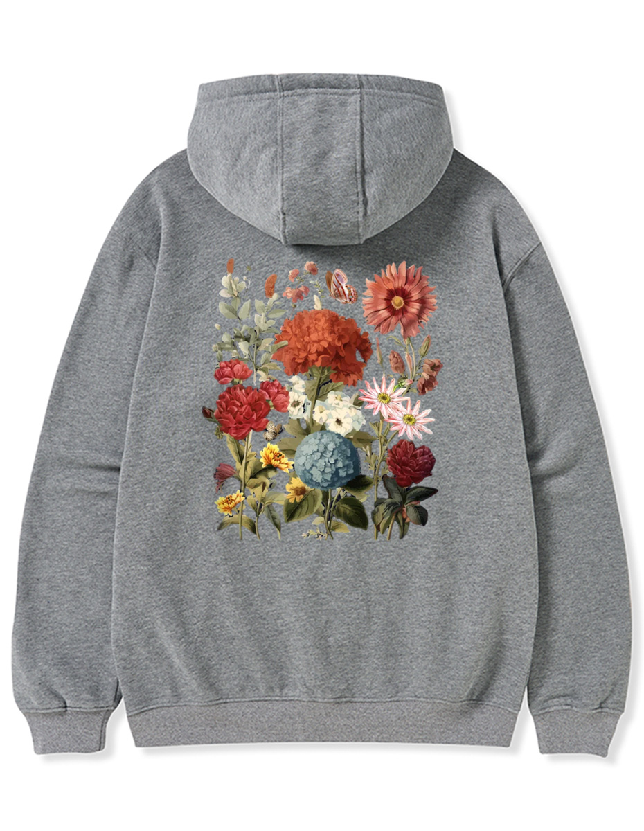 Vintage Pressed Flowers Zip Hoodie