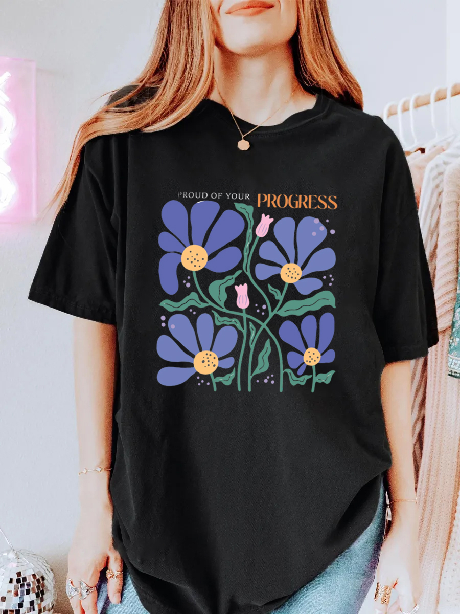 Vintage Boho Flowers Oversize Graphic Tee