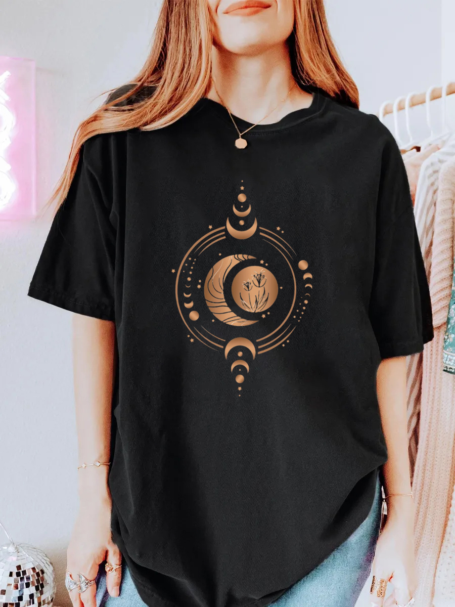 Vintage Mystic Moon And Sun Oversize Graphic Tee