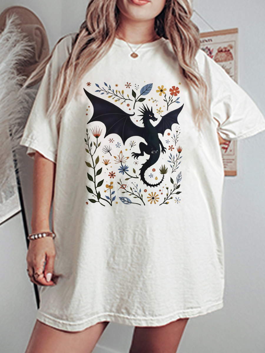 Vintage Boho Wildflowers Cottagecore Oversize Graphic Tee