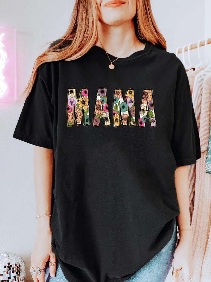 Vintage Floral Mama Oversize Graphic Tee