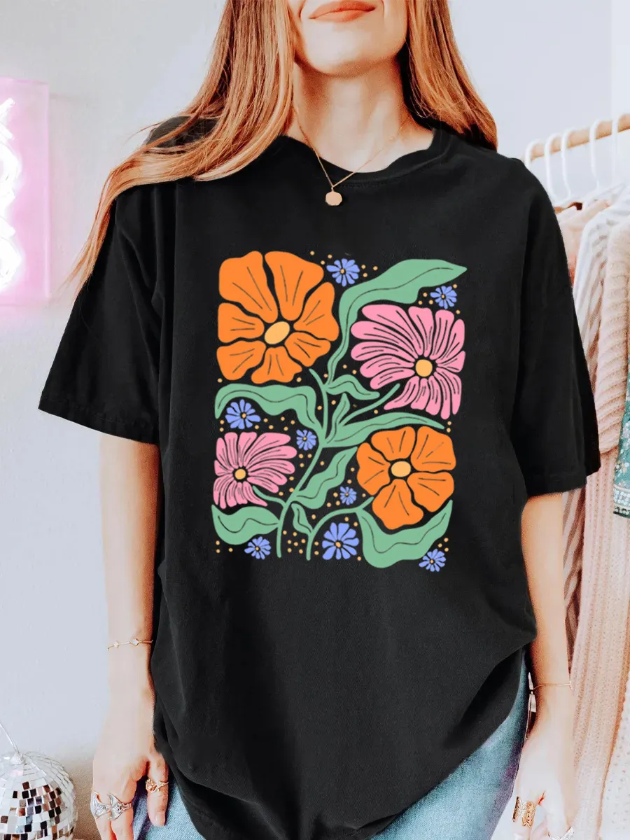 Vintage Wild Flower Oversize Graphic Tee