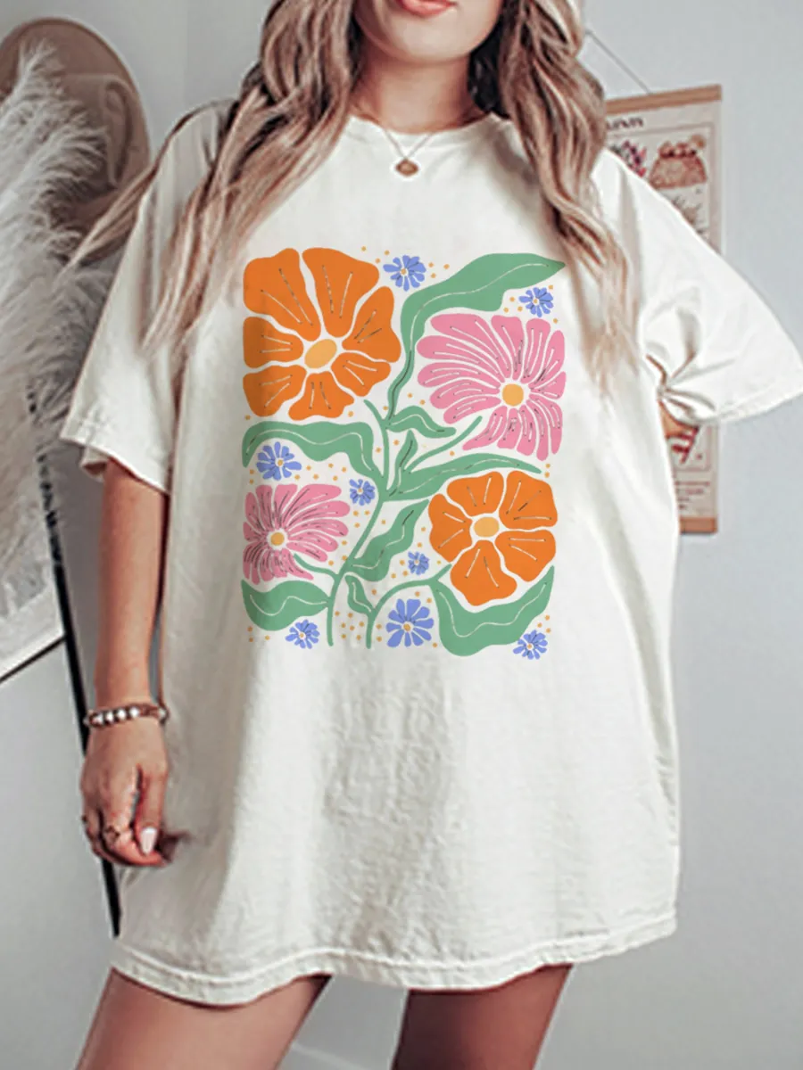 Vintage Wild Flower Oversize Graphic Tee