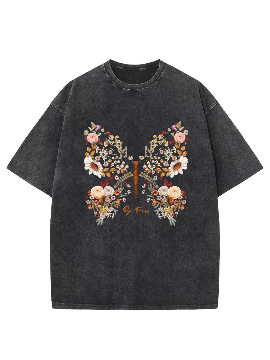 Vintage Butterfly Wildflower Washed T-Shirt