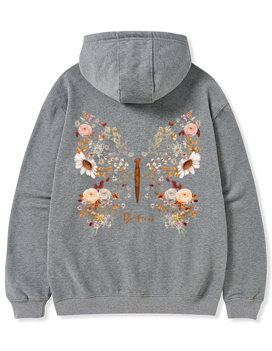 Vintage Butterfly Wildflower Zip Hoodie